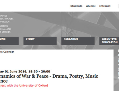 The Dynamics of War & Peace – Drama, Poetry, Music and Dance